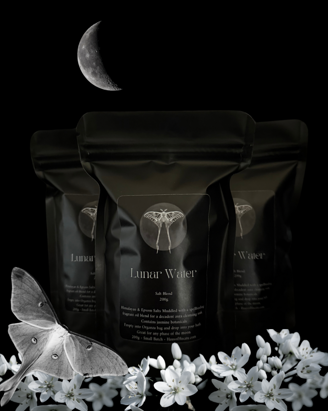 ‘Lunar Water’ Ritual Salt Soak with Jasmine bud botanicals 200g